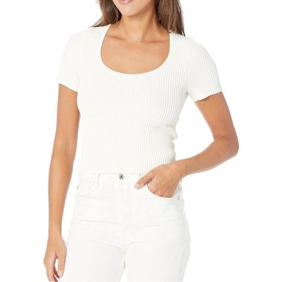 Madewell Tops - Madewell Bright Ivory Scoopneck Ottoman Sweater Tee Small NWT
